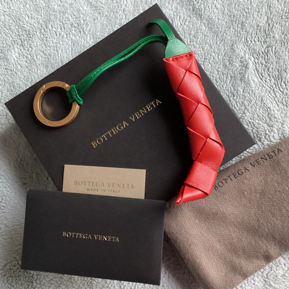 Bottega Veneta Accessories - NWT Bottega Veneta Chili Pepper Woven Intrecciato Leather Keychain Bag Charm Red